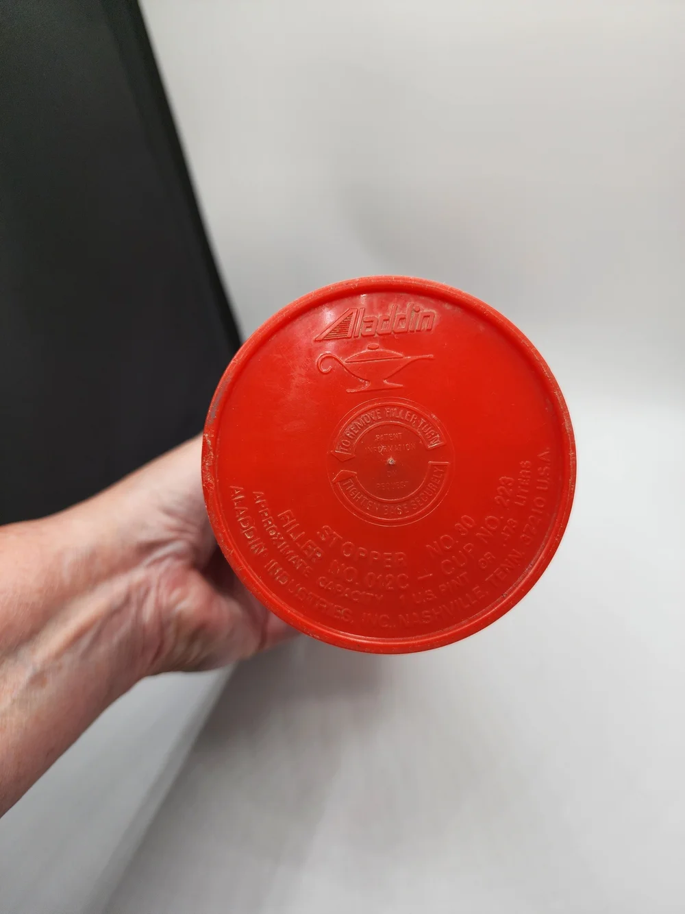 Vintage 1970's Alladin Red Insulated Thermos with Zigzag Design